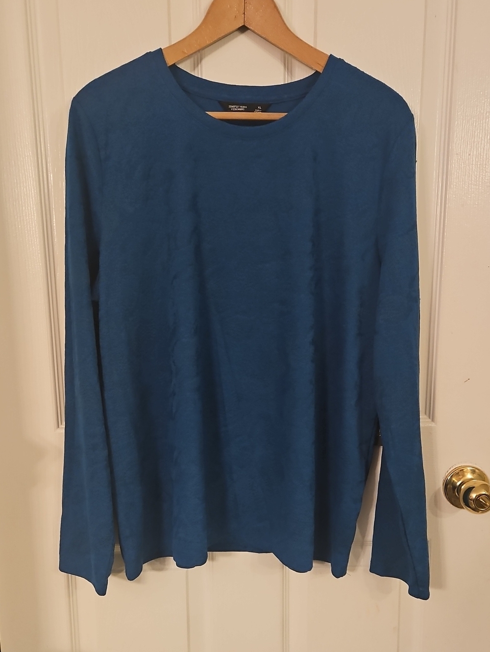Simply Vera Vera Wang Long-Sleeve Crewneck Shirt in Teal